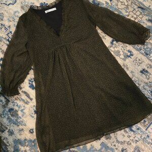Zara Green and Black Polka Dot Babydoll Dress